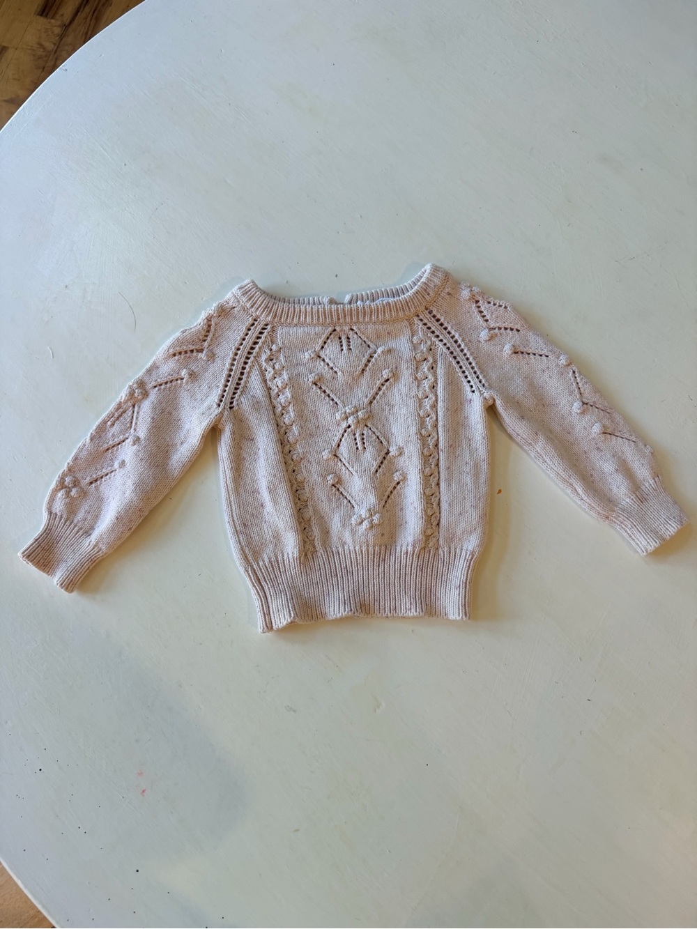 Jamie Kay Pale Pink Cable Knit Crew Sweater
